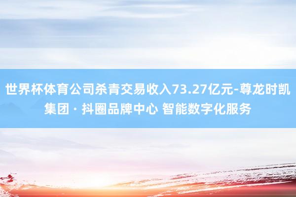世界杯体育公司杀青交易收入73.27亿元-尊龙时凯集团 · 抖圈品牌中心 智能数字化服务